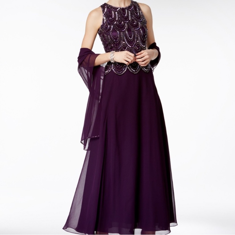 J Kara Deep Purple Maxi Dress